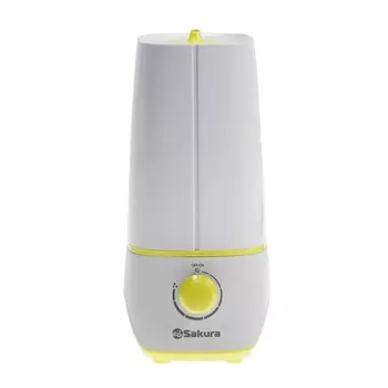 Увлажнитель воздуха Sakura SA-0609WBL, ультразвуковой, 18 Вт, 2 л, до 18 м2, бело-жёлтый
