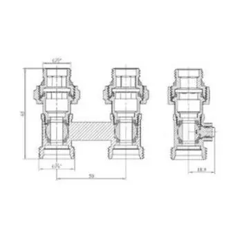 Узел подключения радиатора Ogint 022-4041, 1/2"x3/4, PN 10, для двухтрубной системы, прямой