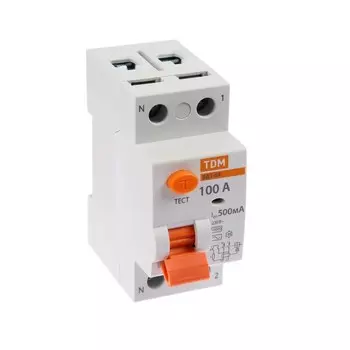 УЗО TDM ВД1-63, 2п, 100 А, 500мА, SQ0203-0102