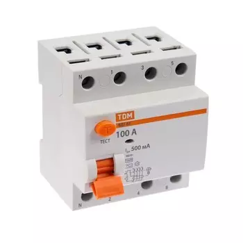 УЗО TDM ВД1-63, 4п, 100 А, 500мА, SQ0203-0097