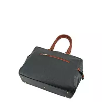 Сумка деловая, отдел на молнии, цвет черный/коричневый 26х24х15см