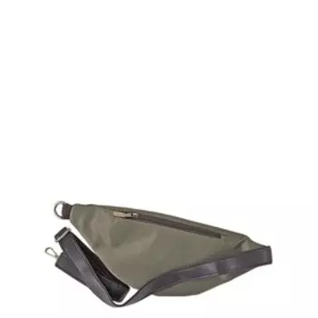 В2735 Сумка поясная, отдел на молнии, цвет коричневый/зеленый 14х29х10см