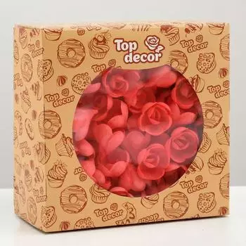 Вафельные розы малые, красные, 145 шт.