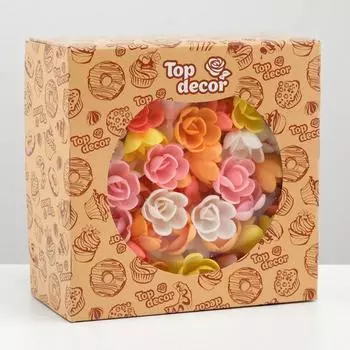 Вафельные розы малые, микс, 160 шт.