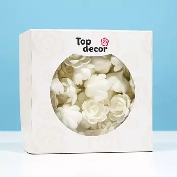 Вафельные РОЗЫ малые сложные 80шт, белые