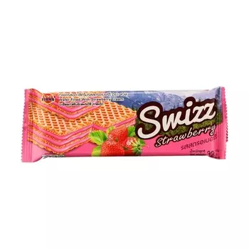 Вафли с клубничным кремом, Swizz, блок по 12 шт, 32 г