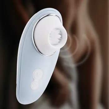 Вибратор вакуумно-волновой, клиторальный, 10 режимов, 2 АА, голубой