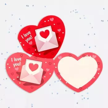 Валентинка открытка двойная "I love you!" письмо