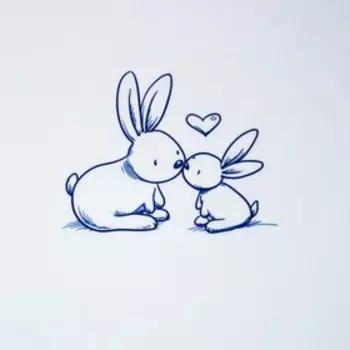 Ванна детская «Кролики» со сливом, 102 cм, цвет бирюзовый