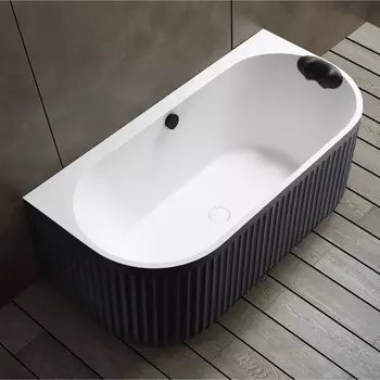 Ванна из искусственного камня ABBER Leipzig AM9916BW, 170х80х63 см, черно-белая, матовая