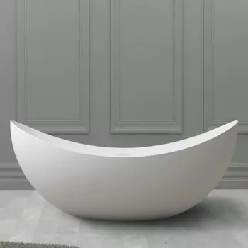 Ванна из искусственного камня ABBER Stein AS9633, 180х80х75 см, белая, матовая