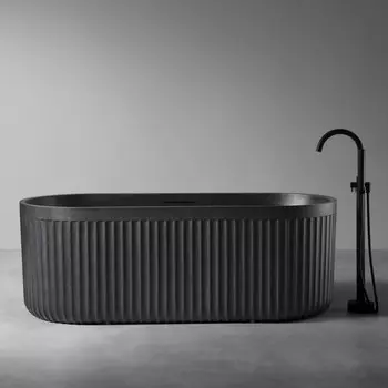 Ванна из искусственного камня ABBER Stuttgart AM9925B, 170х75х60 см, черная, матовая