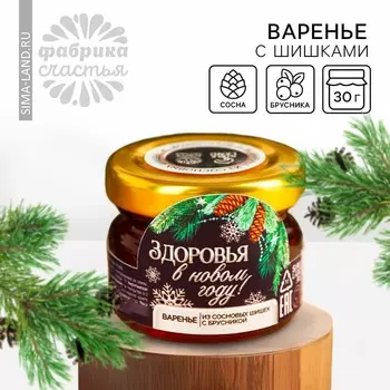 Варенье из шишек с брусникой «Новый год: Здоровья», 30 г.