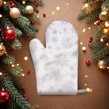 Варежка Доляна Снежинки серебро 26*16 см, 100% п/э