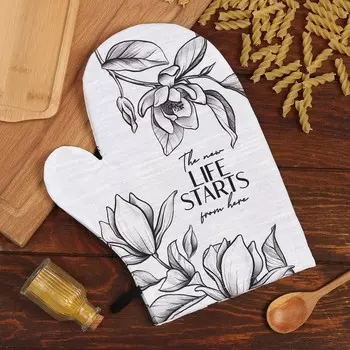 Варежка-прихватка «Доляна» Plant leaves 2027 см, 100% хлопок, 250 г/м