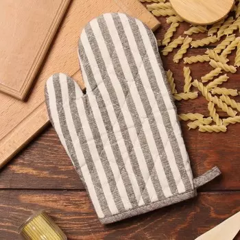 Варежка-прихватка «Доляна. Полоса», коричневая, 2517 см, 50% п/э, 50% хлопок