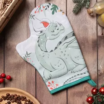 Варежка-прихватка Доляна "Сказочный дракон" 20х28 см, 35% хл, 65% пэ, ватин 250 г/м2