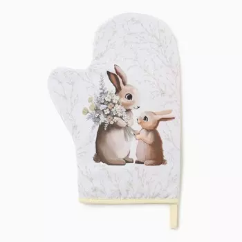 Варежка-прихватка «Доляна. Зайчата», 2028 см, 35% хлопок, 65% п/э, ватин 250 г/м