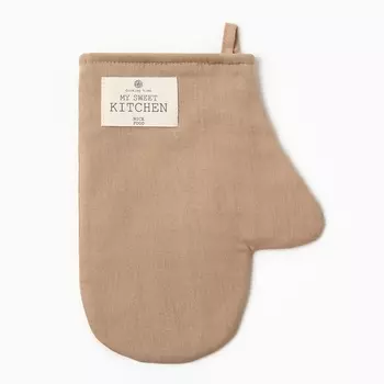 Варежка-прихватка «Этель» ECO, бежевая, 2028 см, 70% хлопок, 30% лён, ватин 250 г/м