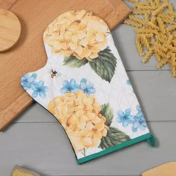 Варежка-прихватка «Этель. Гортензии», 2028 см, саржа, 100% хлопок, ватин 250 г/м