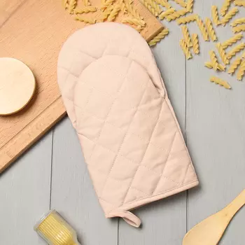 Варежка-прихватка «Этель» Kitchen, бежевая, 1528 см, саржа, 100% хлопок