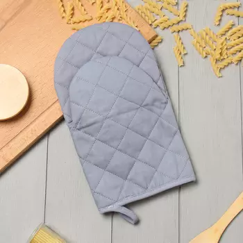 Варежка-прихватка «Этель» Kitchen, серая, 1528 см, саржа, 100% хлопок