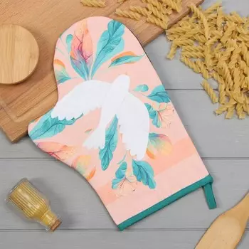 Варежка-прихватка «Этель. Птичка», 2028 см, саржа, 100% хлопок, ватин 250 г/м