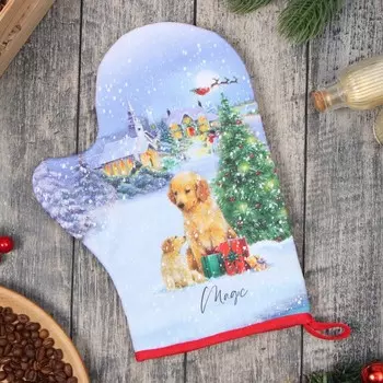 Варежка-прихватка новогодняя Этель "Рождественский вечер" 20х28 см, 100% хл, ватин 250 г/м2