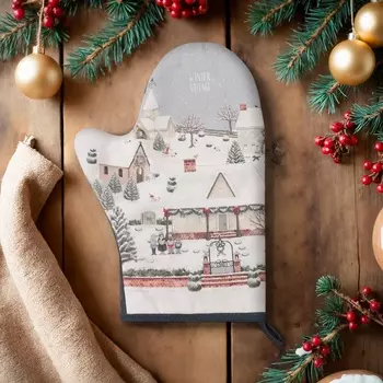 Варежка-прихватка Этель Winter village, 2028 см, саржа, 100% хлопок, ватин 250 г/м