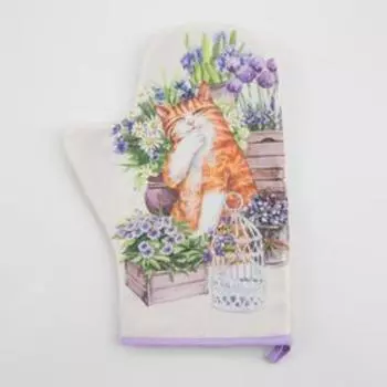 Варежка-прихватка Этель "Пушистое настроение" 20х28 см, 100% хлопок, саржа, ватин 250 г/м2