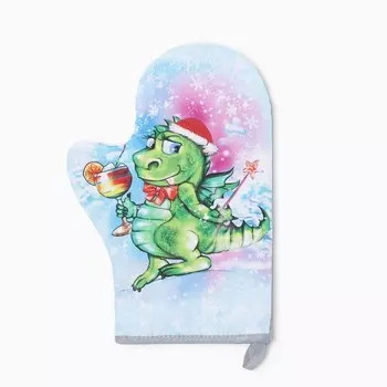 Варежка-прихватка "Сказочный дракон" 20х28 см, 35% хл, 65% пэ, ватин 250 г/м2