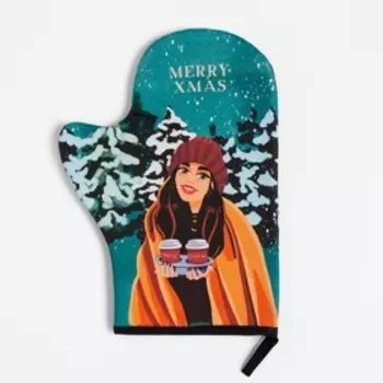Варежка-прихватка "Winter holiday" 20х28 см, саржа, 100% хлопок, ватин 250 г/м2