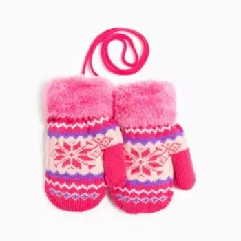 Варежки детские, цвет розовый, размер 13 (2-4 года)