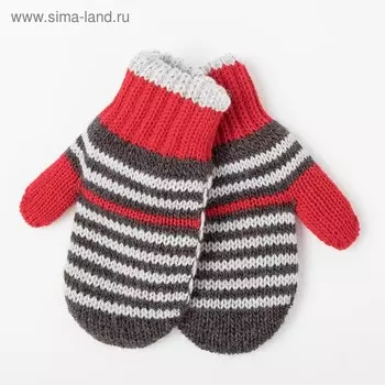 Варежки детские двойные, цвет красный, размер 12