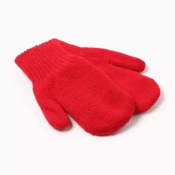 Варежки двойные детские, цвет красный, р-р 16