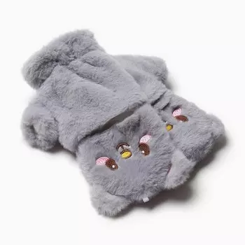 Варежки - митенки женские MINAKU «Мишка», размер 24 см, серые