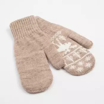 Варежки женские, цвет бежевый, размер 18