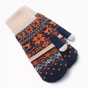 Варежки женские M 2328-L , цвет синий/оранжевый, размер 20