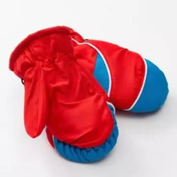 Варежки зимние детские MINAKU, красный/синий, размер 15 (16 см)