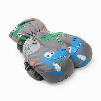 Варежки зимние детские MINAKU, серые, 18 см