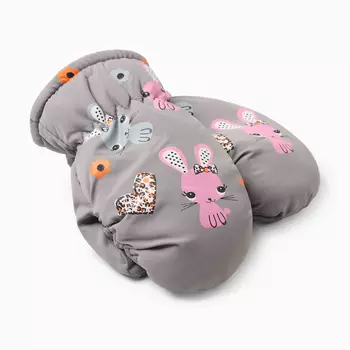 Варежки зимние детские MINAKU, серые, 18 см