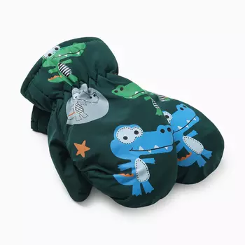 Варежки зимние детские MINAKU, зелёные, 18 см