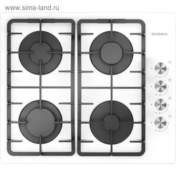 Варочная поверхность Darina 1T1 BGC 341 12 W, газовая, 4 конфорки, белая