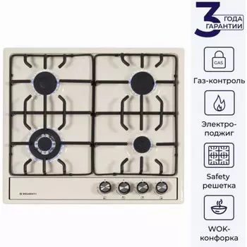 Варочная поверхность DELVENTO V60V41R001, газовая, 4 конфорки, бежевая