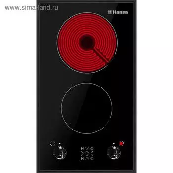 Варочная поверхность Hansa BHCS38120030, электрическая, 2 конфорки, сенсор, чёрная
