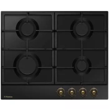 Варочная поверхность Hansa BHGA630390, газовая, 4 конфорки, чёрная