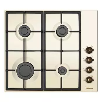 Варочная поверхность Hansa BHGY620390, газовая, 4 конфорки, бежевая