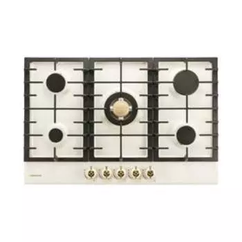 Варочная поверхность HIBERG VS 8154 YR, газовая, 5 конфорок, WOK, 71х48 см, бежевая