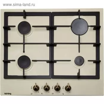 Варочная поверхность Körting HG 660 CRB, газовая, 4 конфорки, газ-контроль, 58 см, бежевая