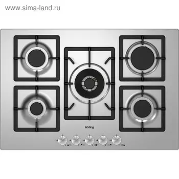Варочная поверхность Körting HG 797 CTX, газовая, 5 конфорок, 75 см, серая